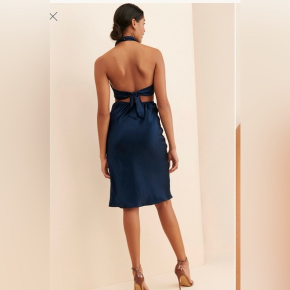 Anthropologie Navy Cutout Dress - Picture 3 of 13